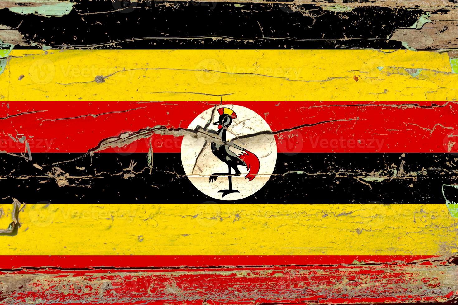 3d flagga av uganda på trä foto