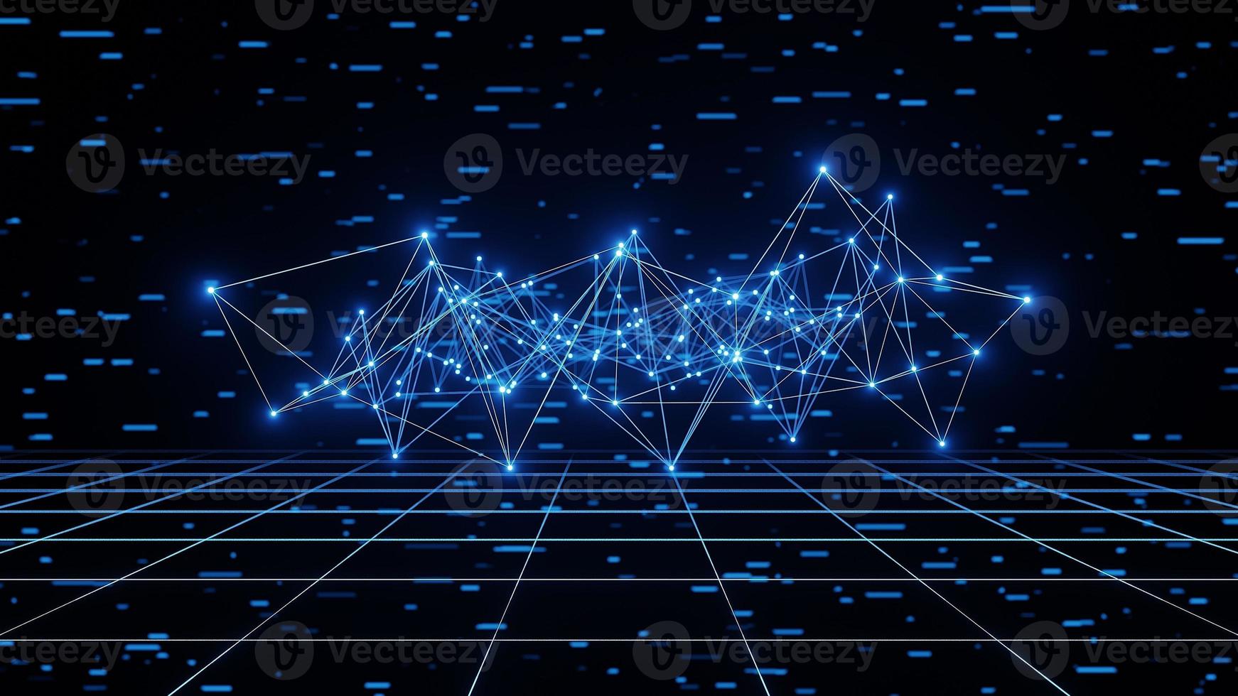trogen teknologi lysande plexus rader, prickar bakgrund 3d tolkning foto