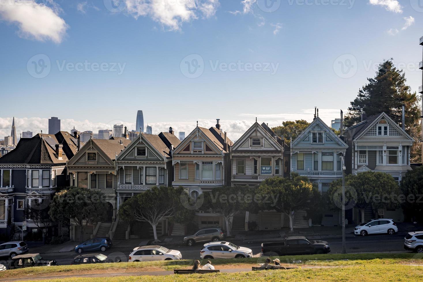 de målad damer byggnader av san francisco, Kalifornien, usa. foto