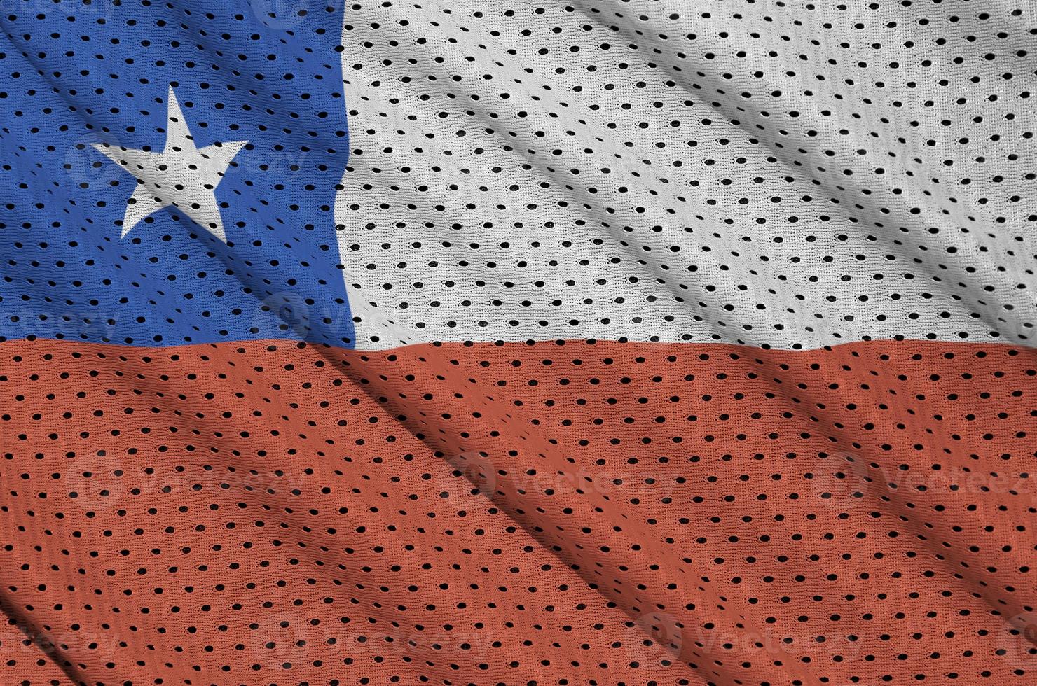 chile flagga tryckt på en polyester nylon- sportkläder maska tyg w foto