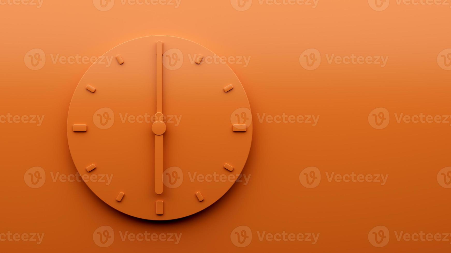 minimal orange klocka sex 6 Klockan abstrakt minimalistisk vägg klocka 3d illustration foto