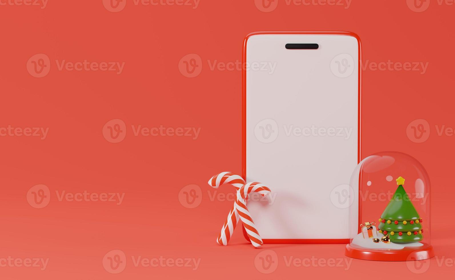 3d smart telefon uppkopplad handla begrepp på jul och ny år bakgrund foto