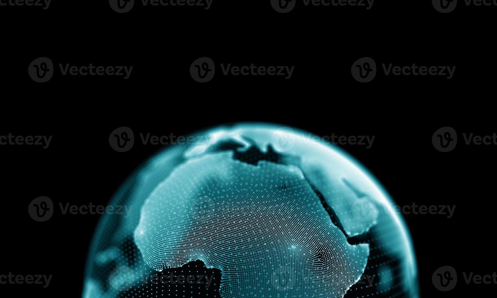 digital klot 3d. global värld internet teknologi. kommunikation begrepp abstrakt bakgrund planet. blå ljus förbindelse design. stor data nätverk modern Karta. resa företag foto