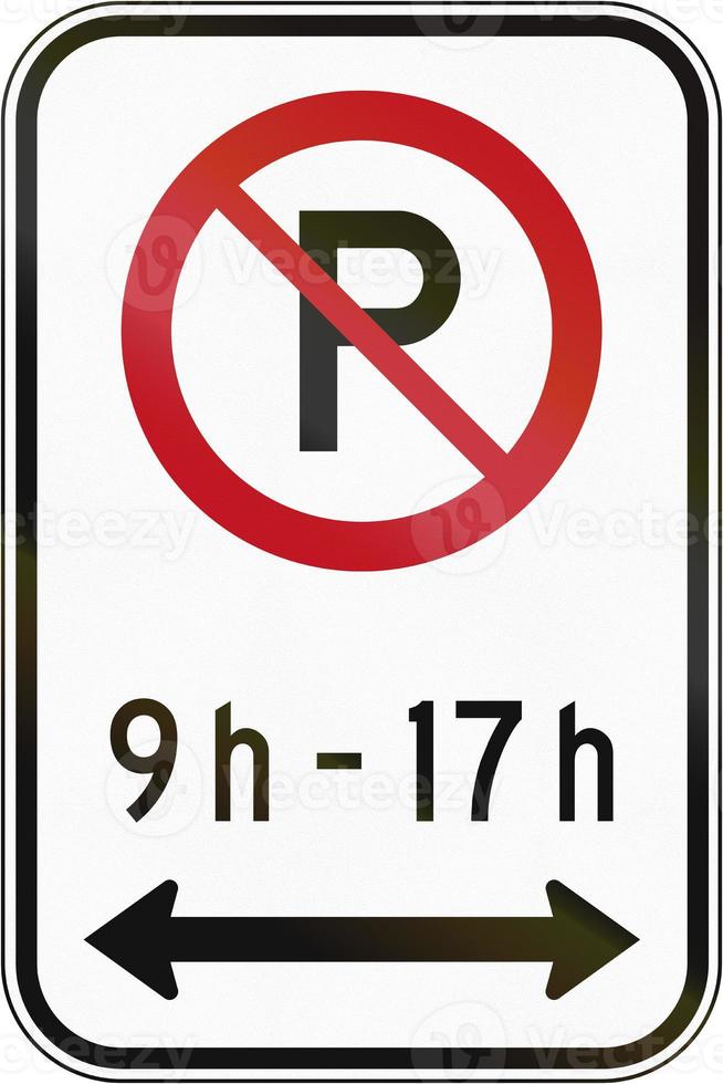 ingen parkering under angiven tid i Kanada foto