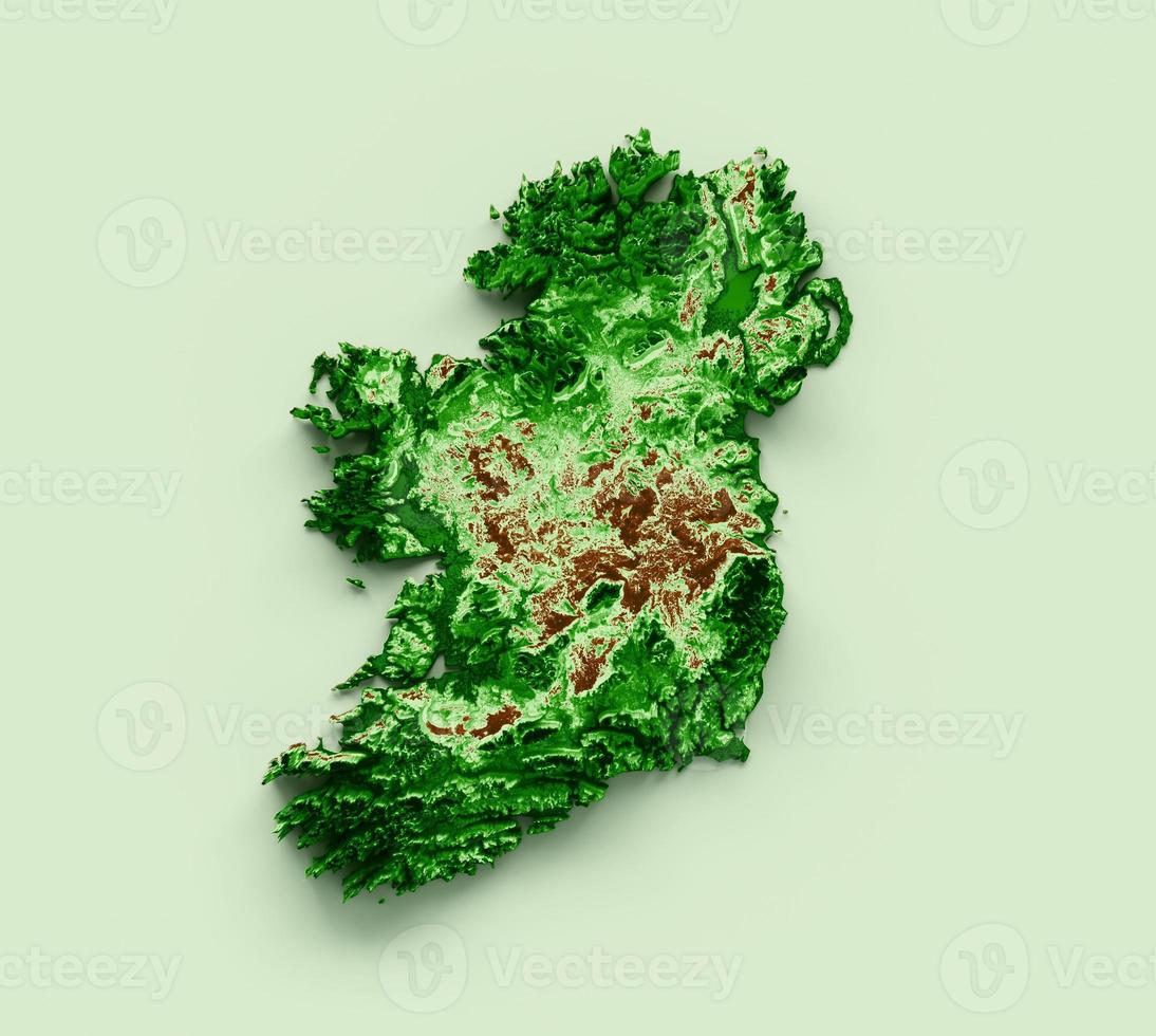 irland topografisk Karta 3d realistisk Karta Färg 3d illustration foto