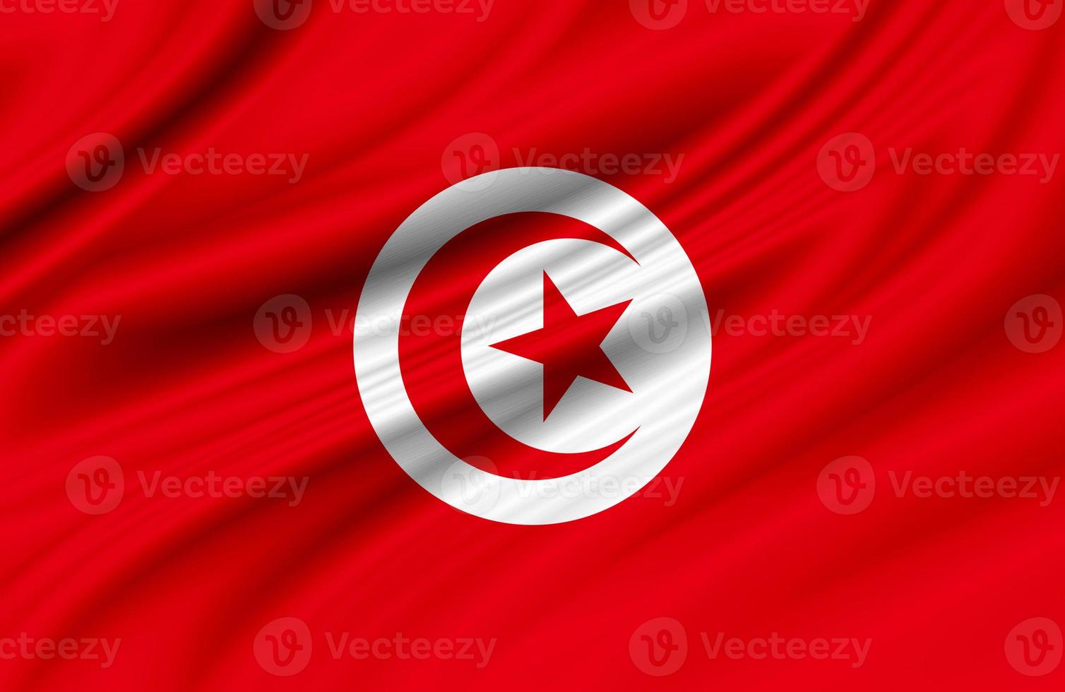 republik av tunisien flagga blåser i de vind. bakgrund textur. tunis. 3d illustration. 3d framställa. foto