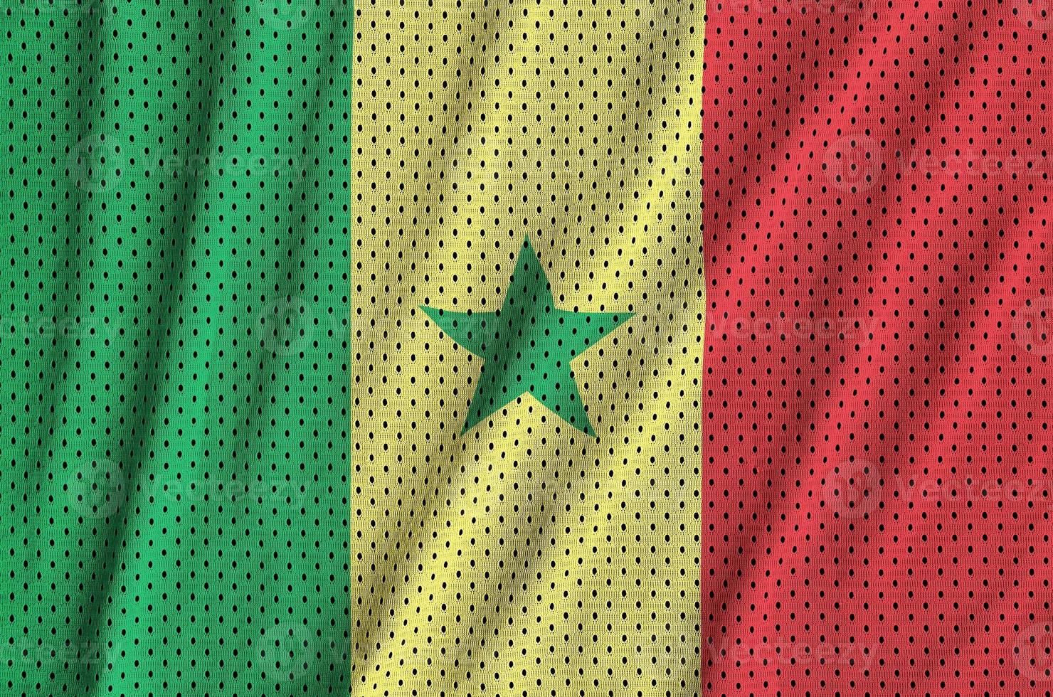 senegal flagga tryckt på en polyester nylon- sportkläder maska tyg foto