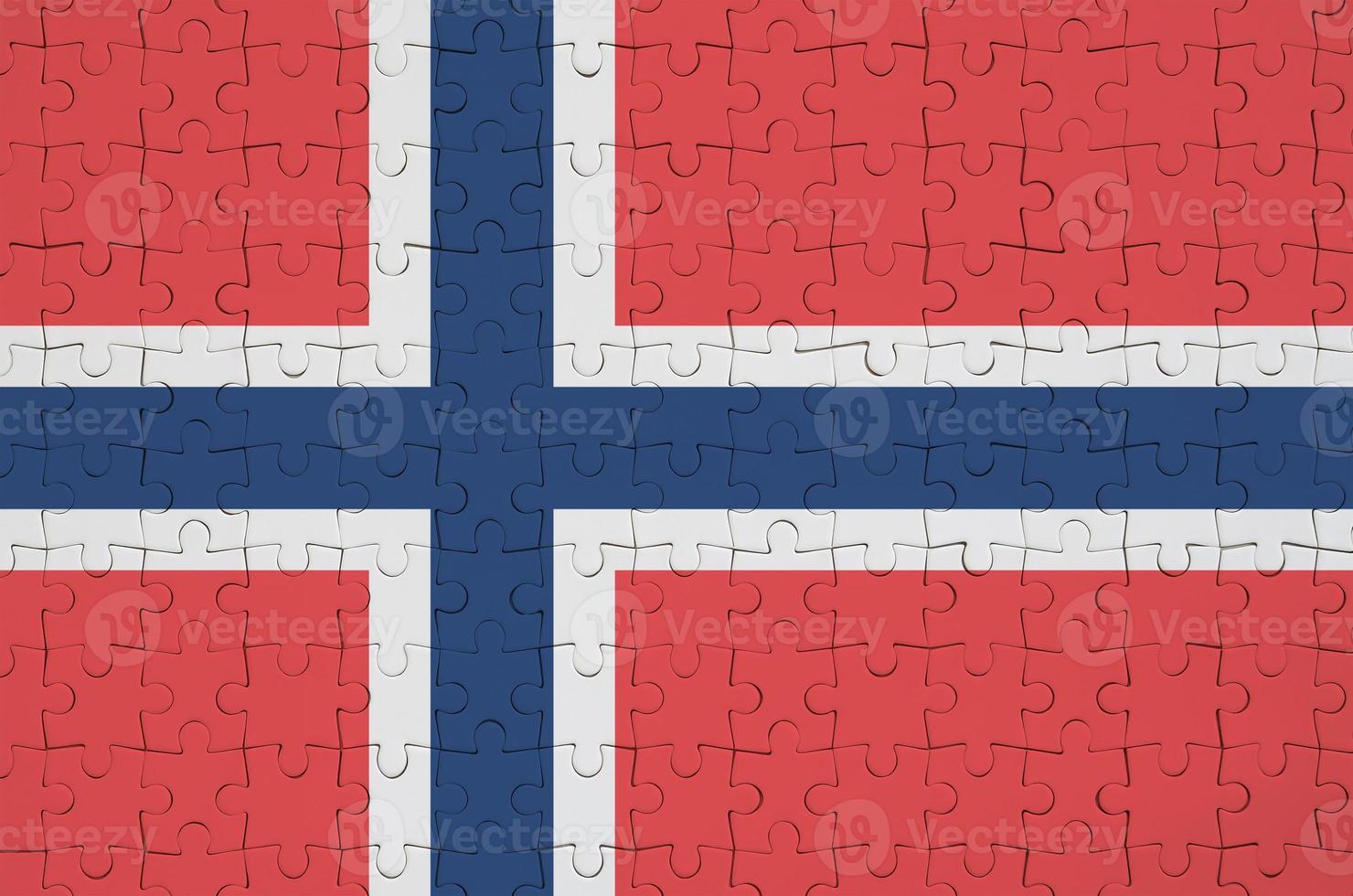 Norge flagga är avbildad på en vikta pussel foto