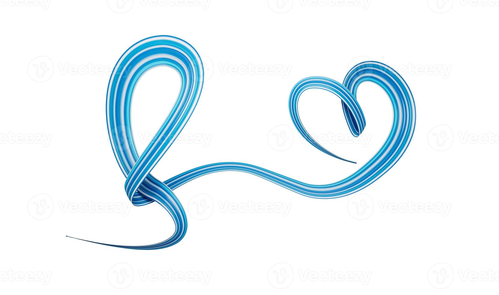 blå medvetenhet band med hjärta form på vit bakgrund 3d illustration foto