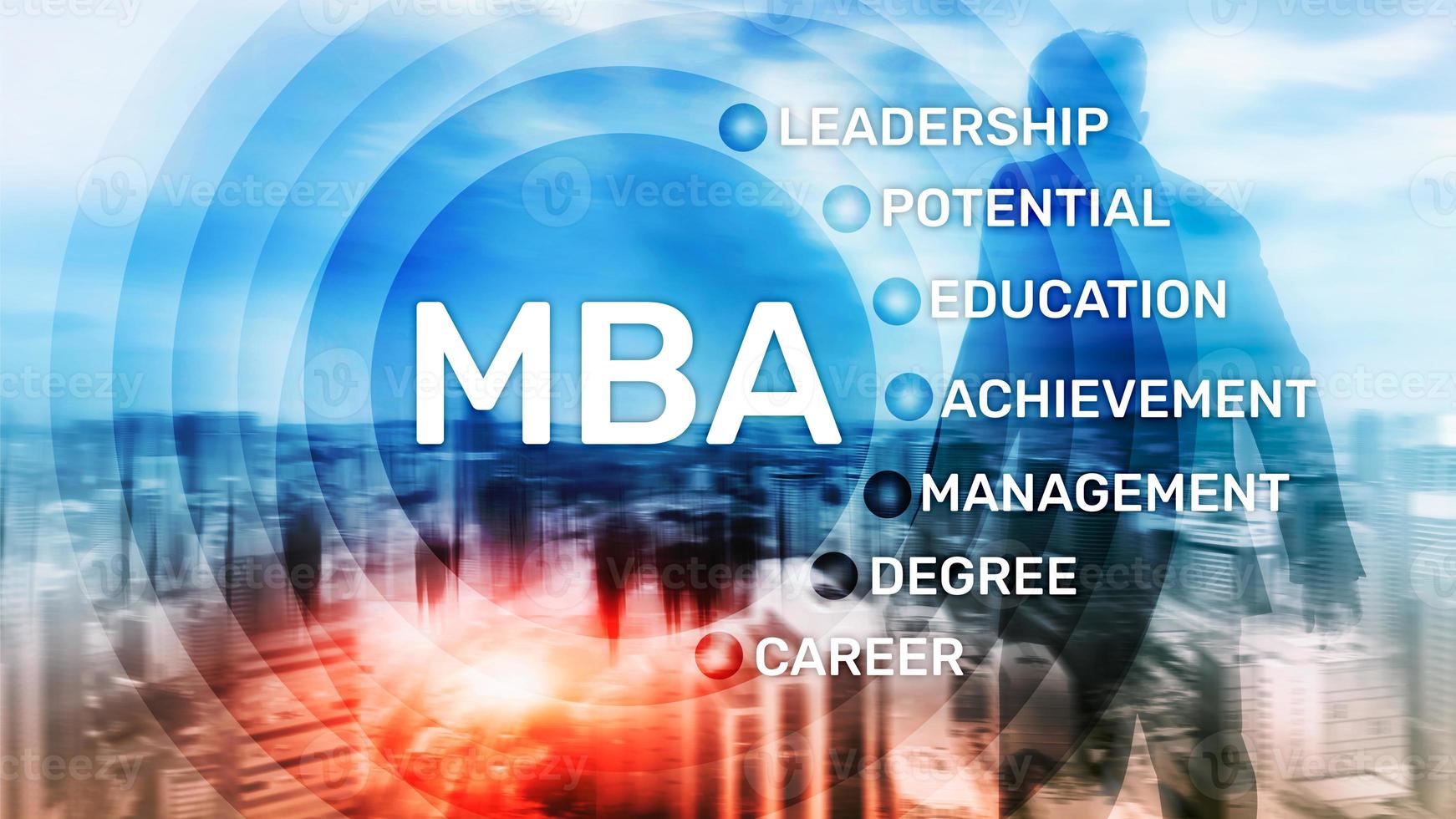 mba - befälhavare inom företagsekonomi, e-lärande, utbildning och personlig utvecklingskoncept. foto