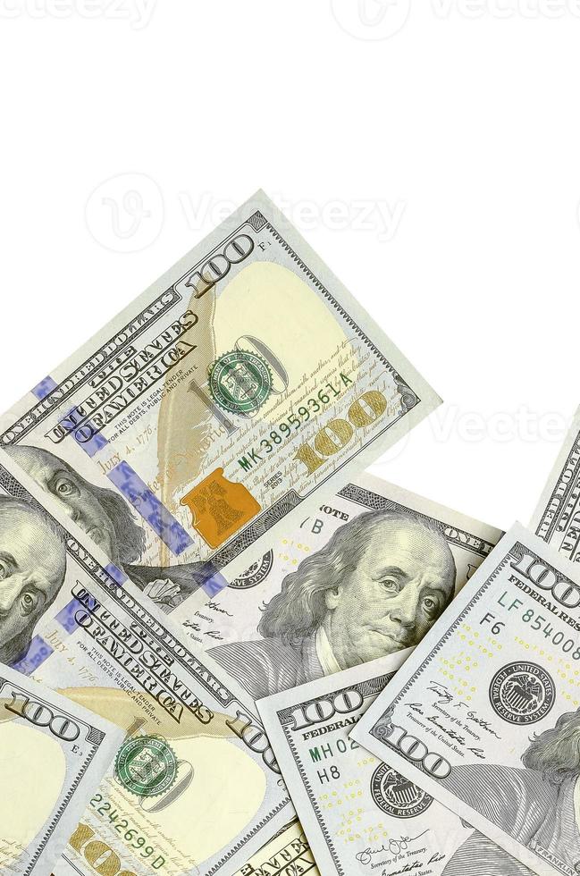 dollar räkningar. amerikan pengar isolerat på vit med kopia Plats foto