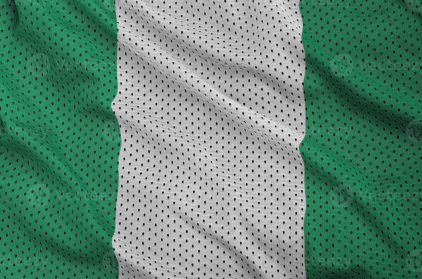 nigeria flagga tryckt på en polyester nylon- sportkläder maska tyg foto