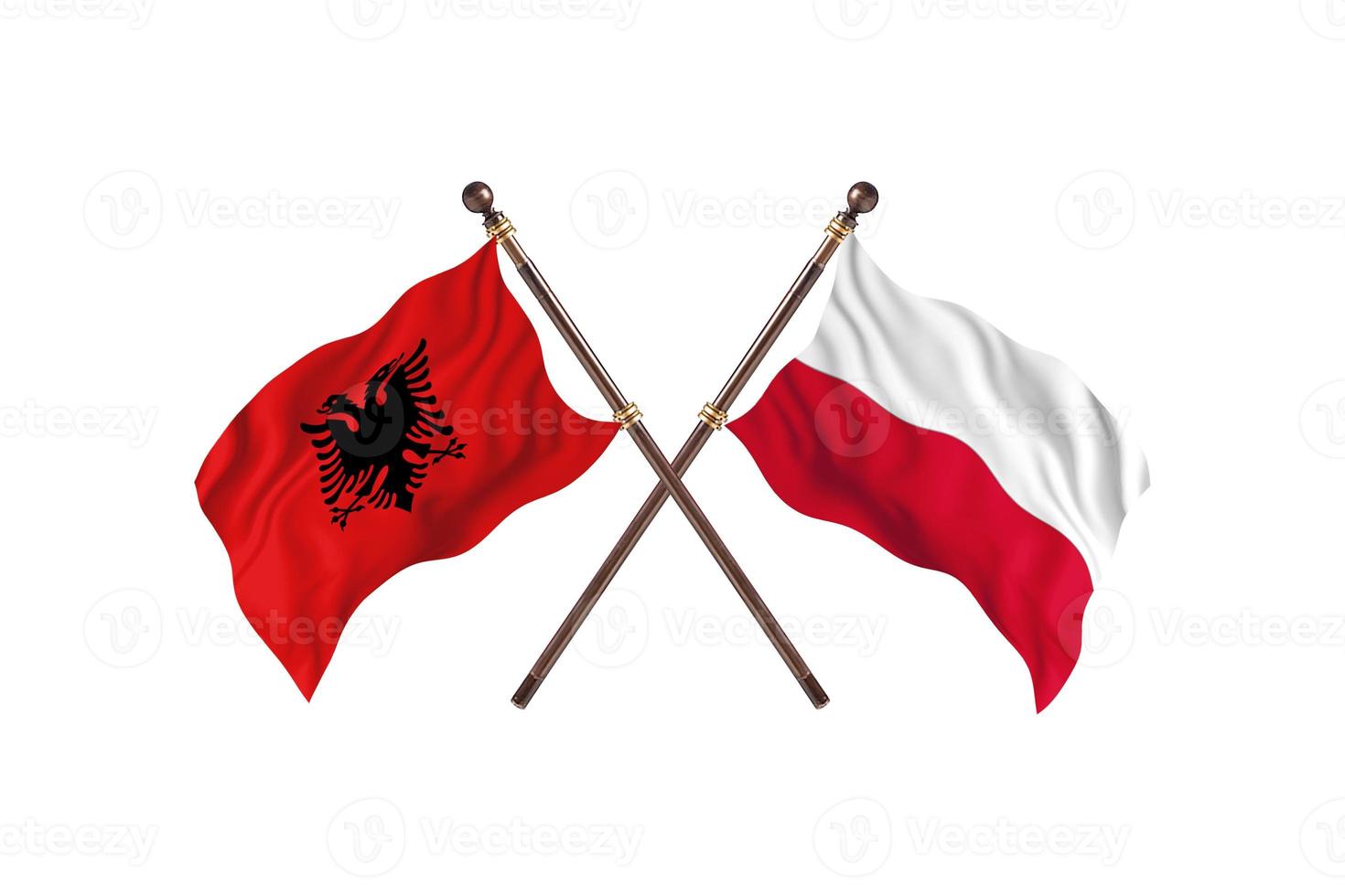 albania mot polen två Land flaggor foto