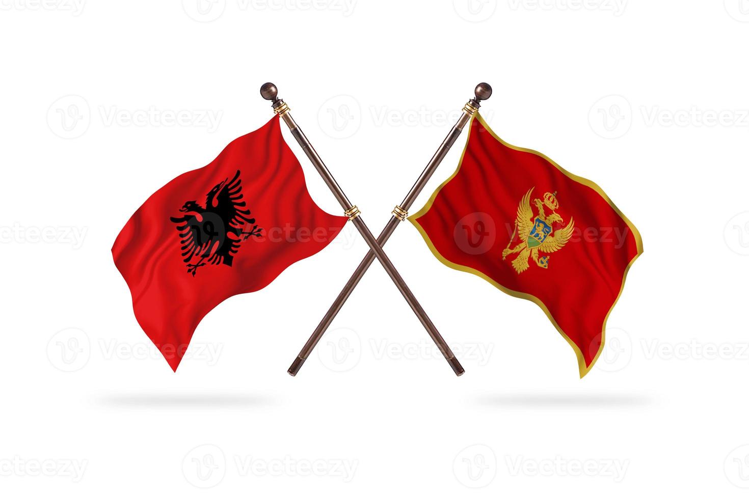 albania mot monte två Land flaggor foto