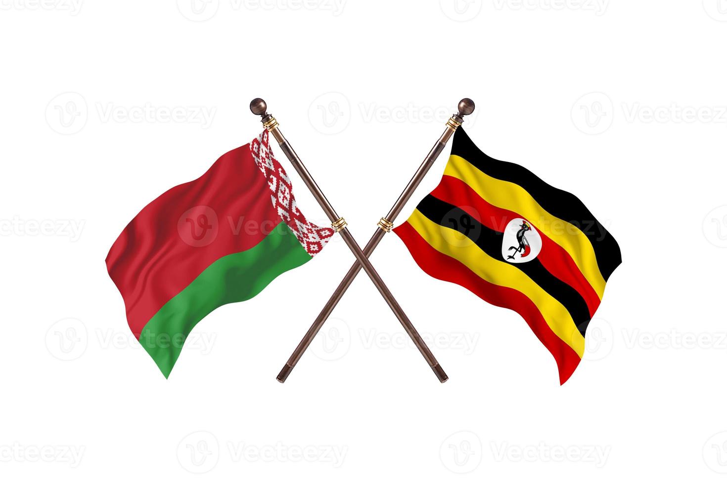 Vitryssland mot uganda två Land flaggor foto