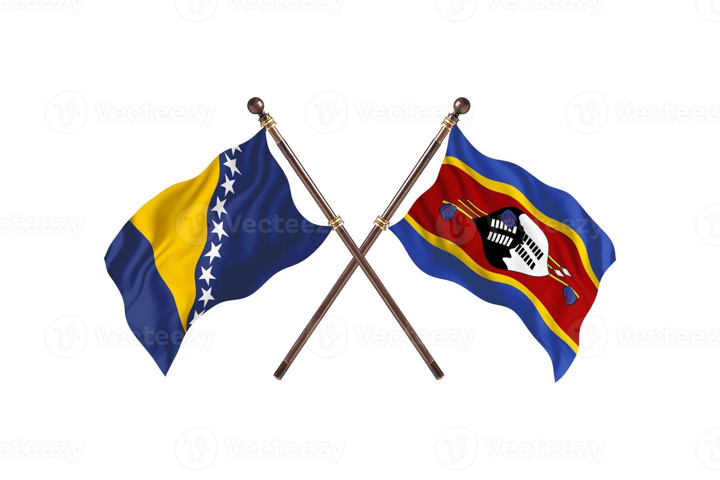 bosnien mot swaziland två Land flaggor foto