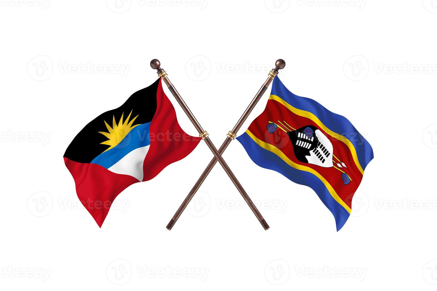 antigua och barbuda mot swaziland två Land flaggor foto