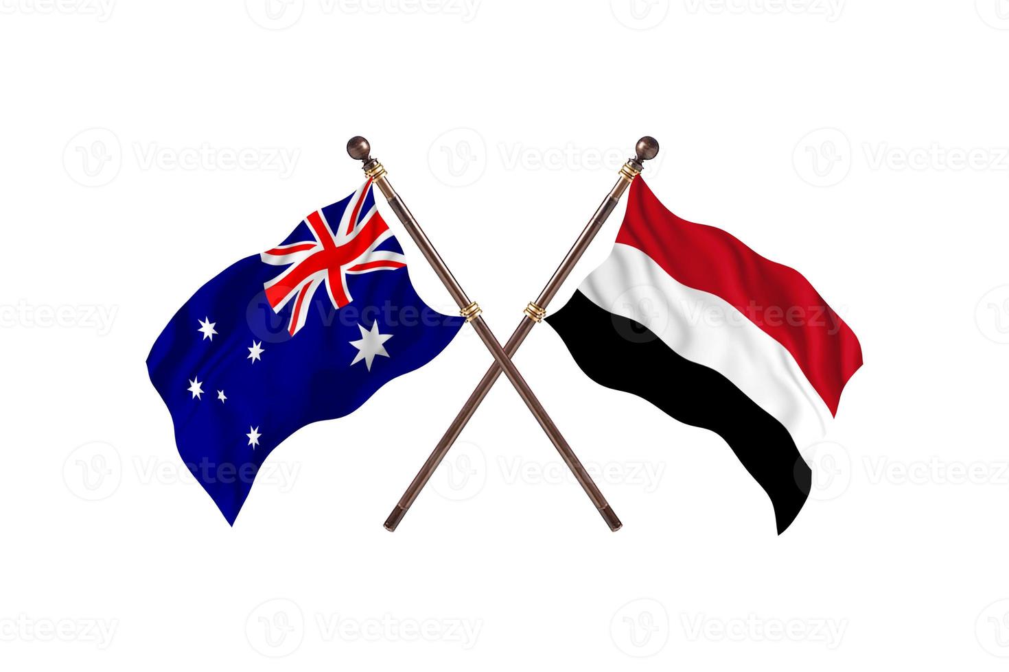Australien mot jemen två Land flaggor foto