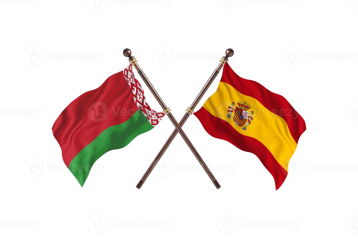 Vitryssland mot Spanien två Land flaggor foto