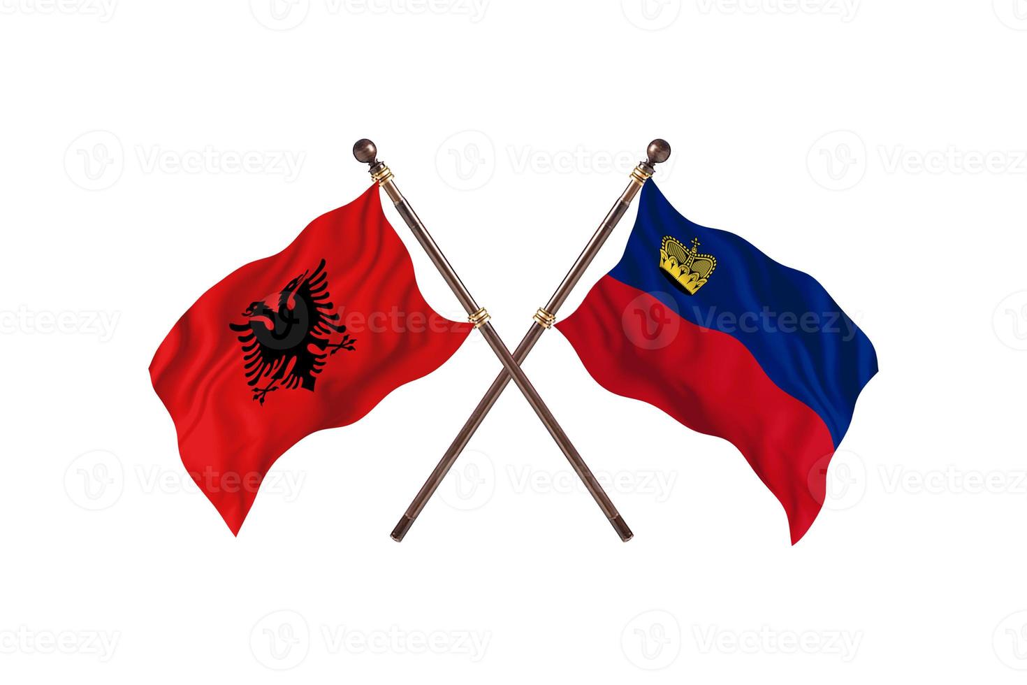 albania mot liechtenstein två Land flaggor foto