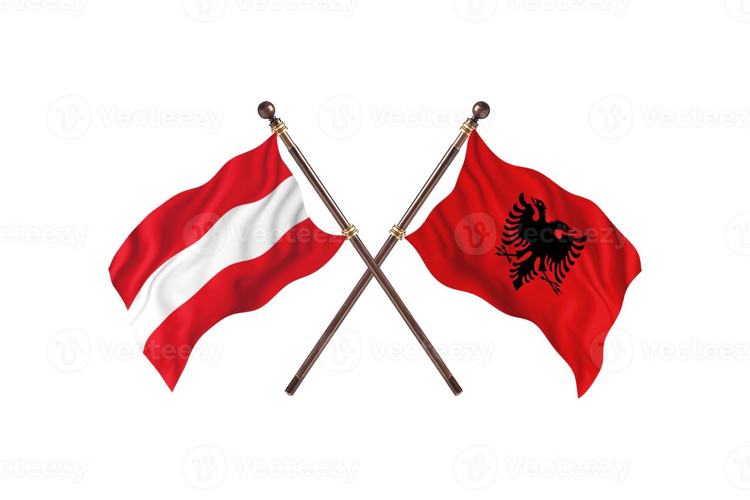 österrike mot albania två Land flaggor foto