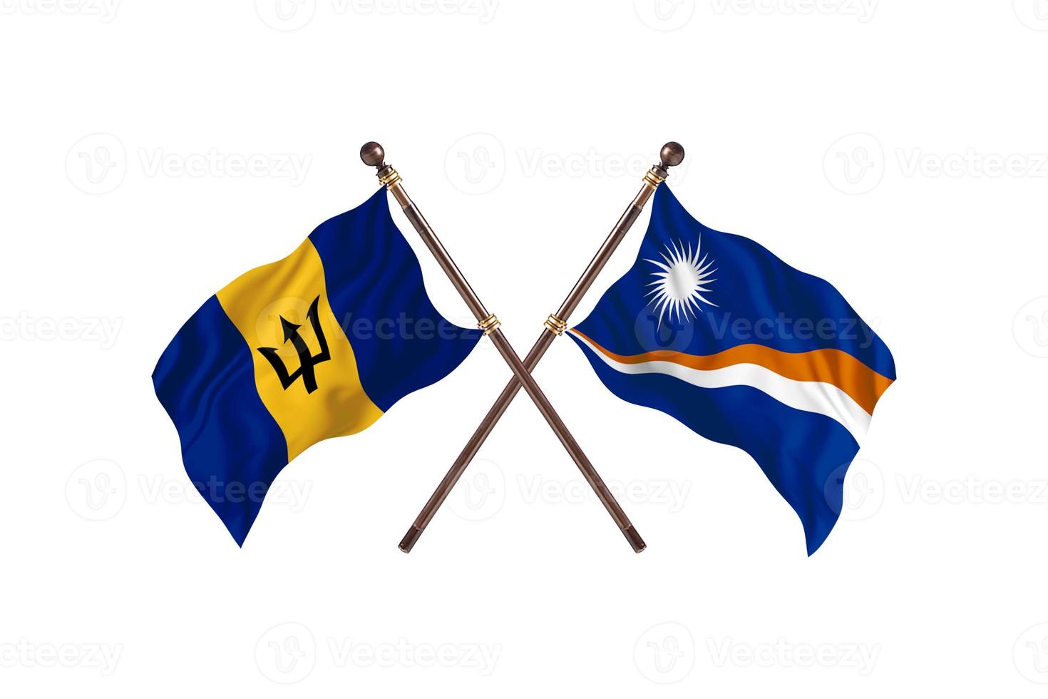 barbados mot marshall öar två Land flaggor foto