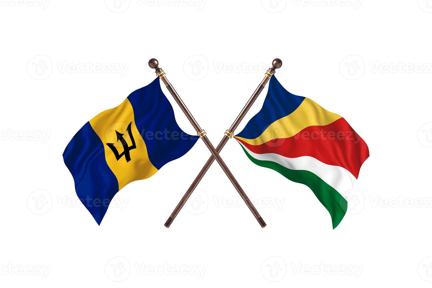 barbados mot Seychellerna två Land flaggor foto