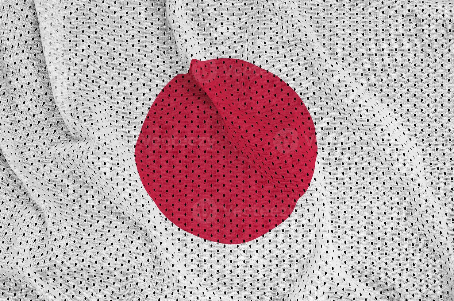 japan flagga tryckt på en polyester nylon- sportkläder maska tyg w foto