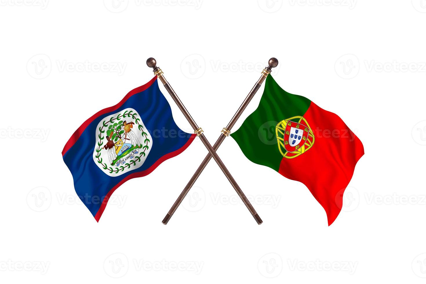 belize mot portugal två Land flaggor foto