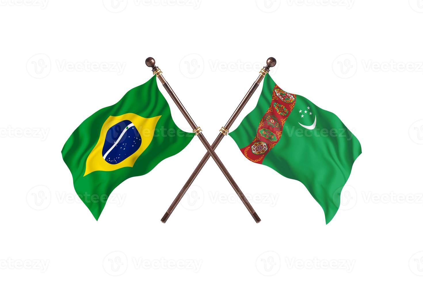 Brasilien mot turkmenistan två Land flaggor foto
