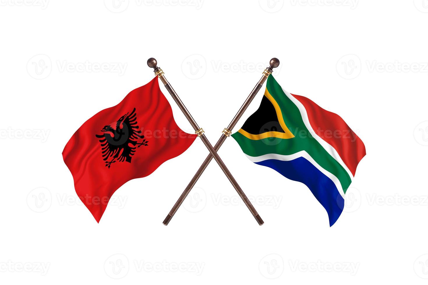 albania mot söder afrika två Land flaggor foto