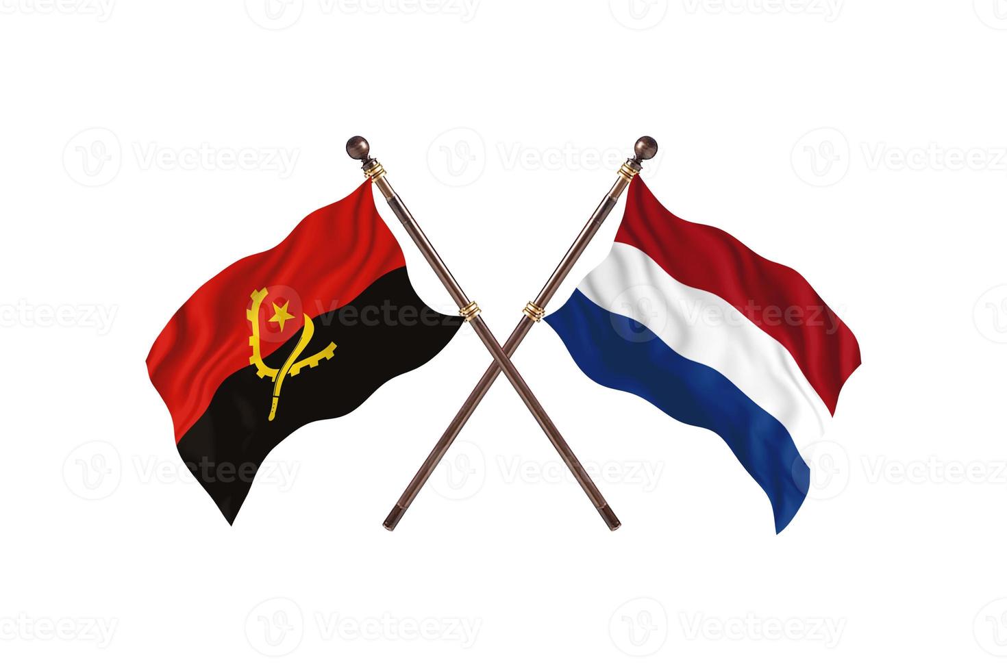 angola mot nederländerna två Land flaggor foto