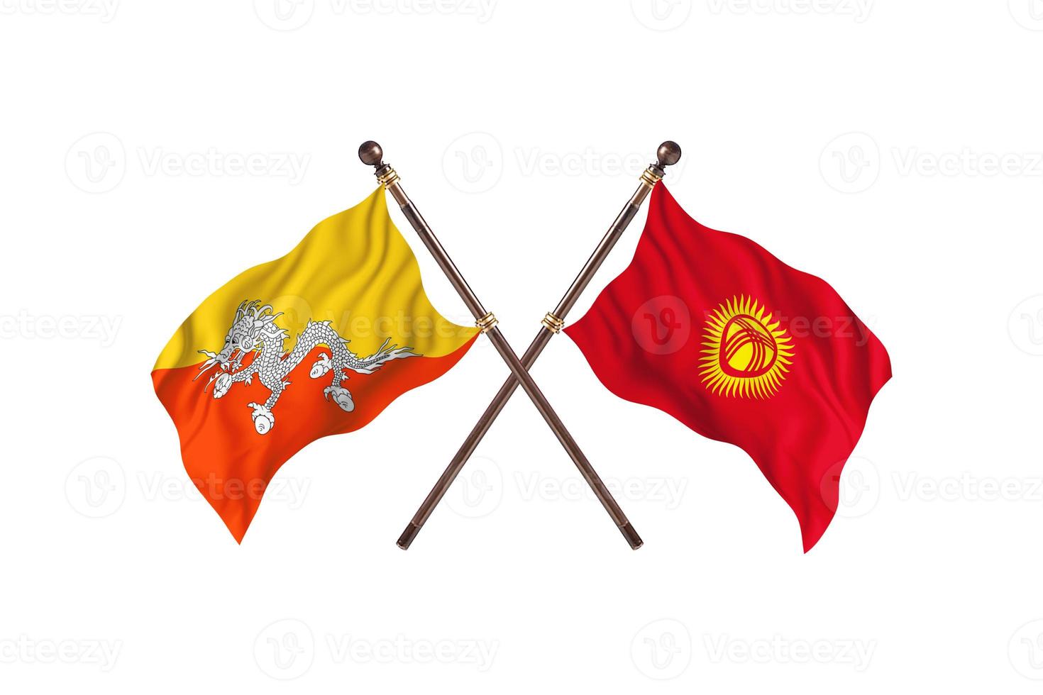 bhutan mot kyrgyzstan två Land flaggor foto