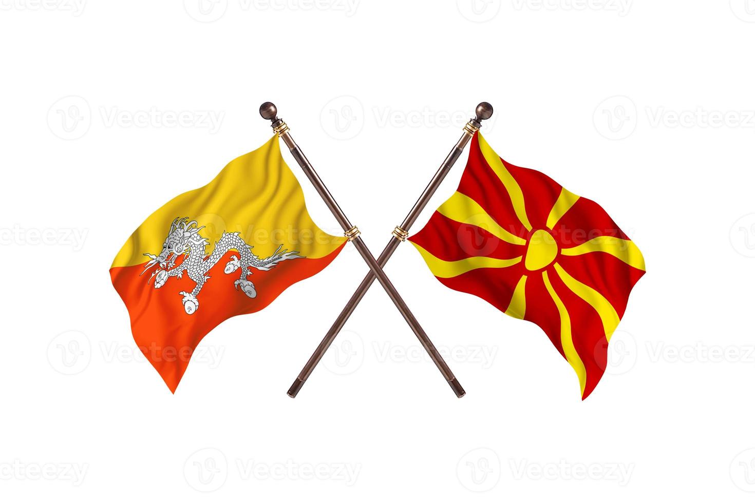 bhutan mot macedonia två Land flaggor foto