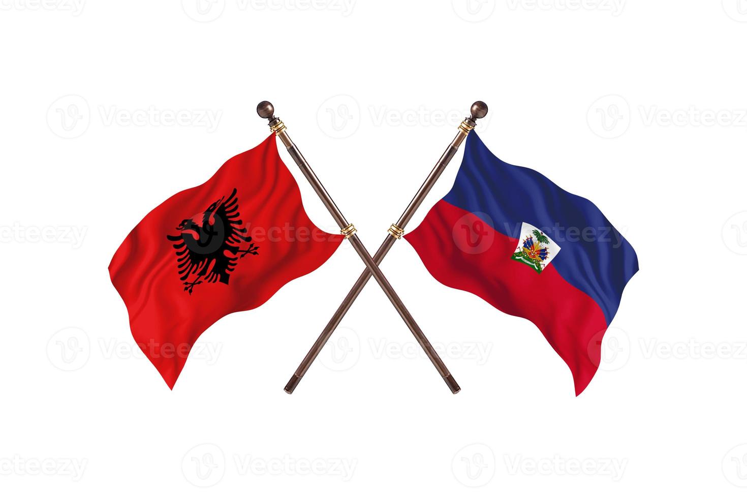 albania mot haiti två Land flaggor foto