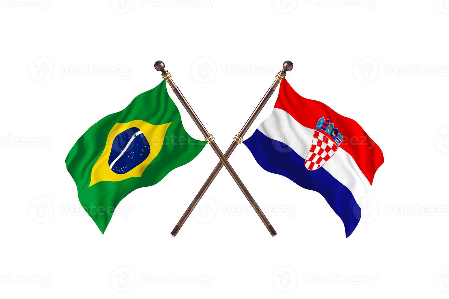 Brasilien mot kroatien två Land flaggor foto