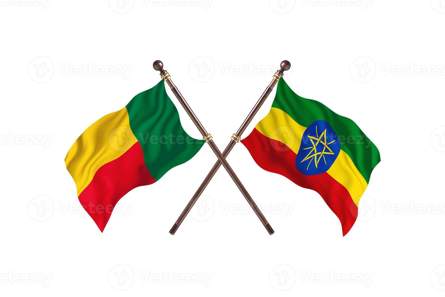 benin mot etiopien två Land flaggor foto