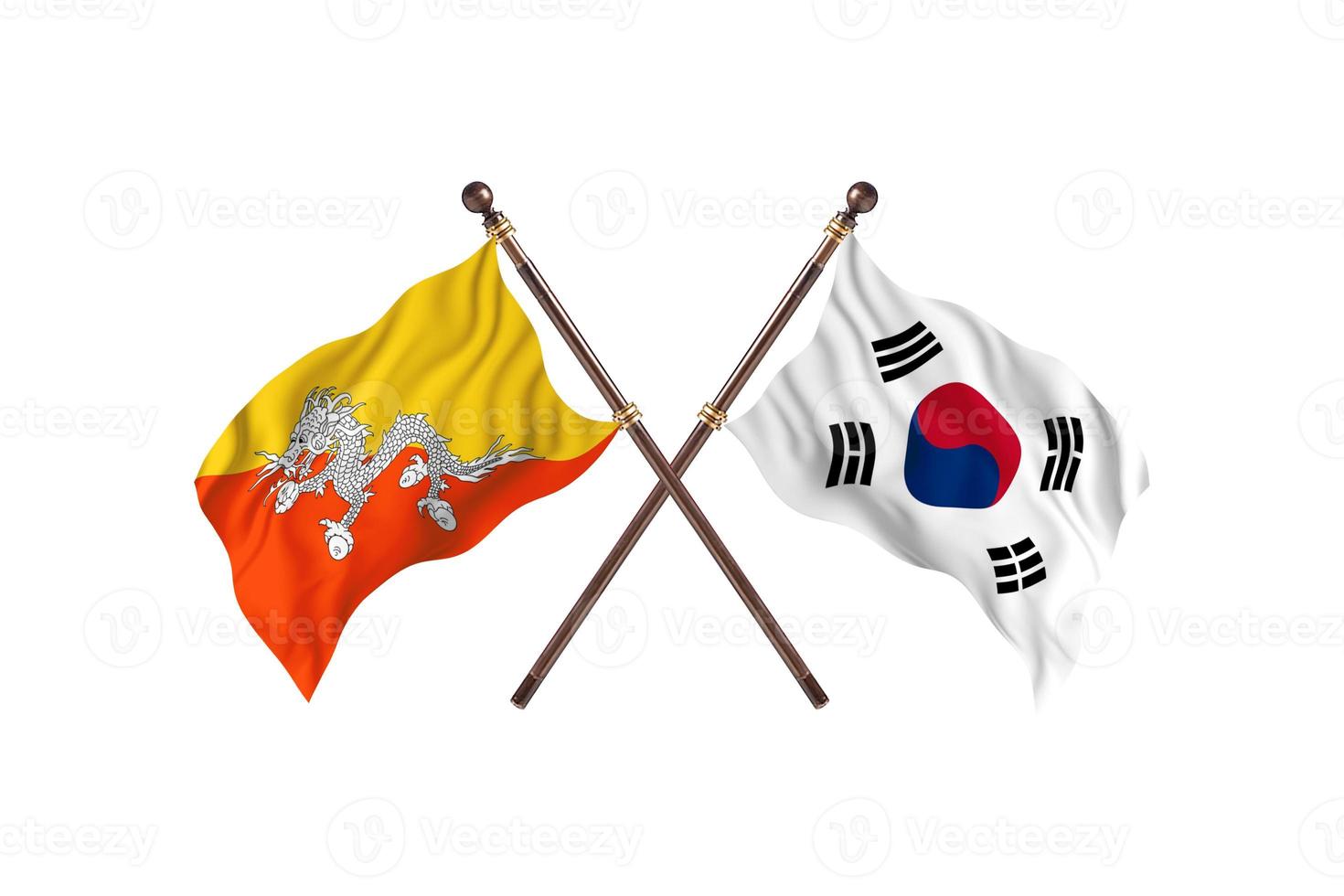 bhutan mot söder korea två Land flaggor foto