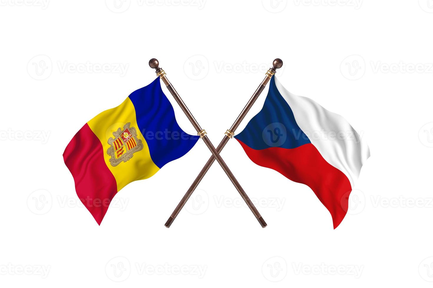 andorra mot tjeck republik två Land flaggor foto