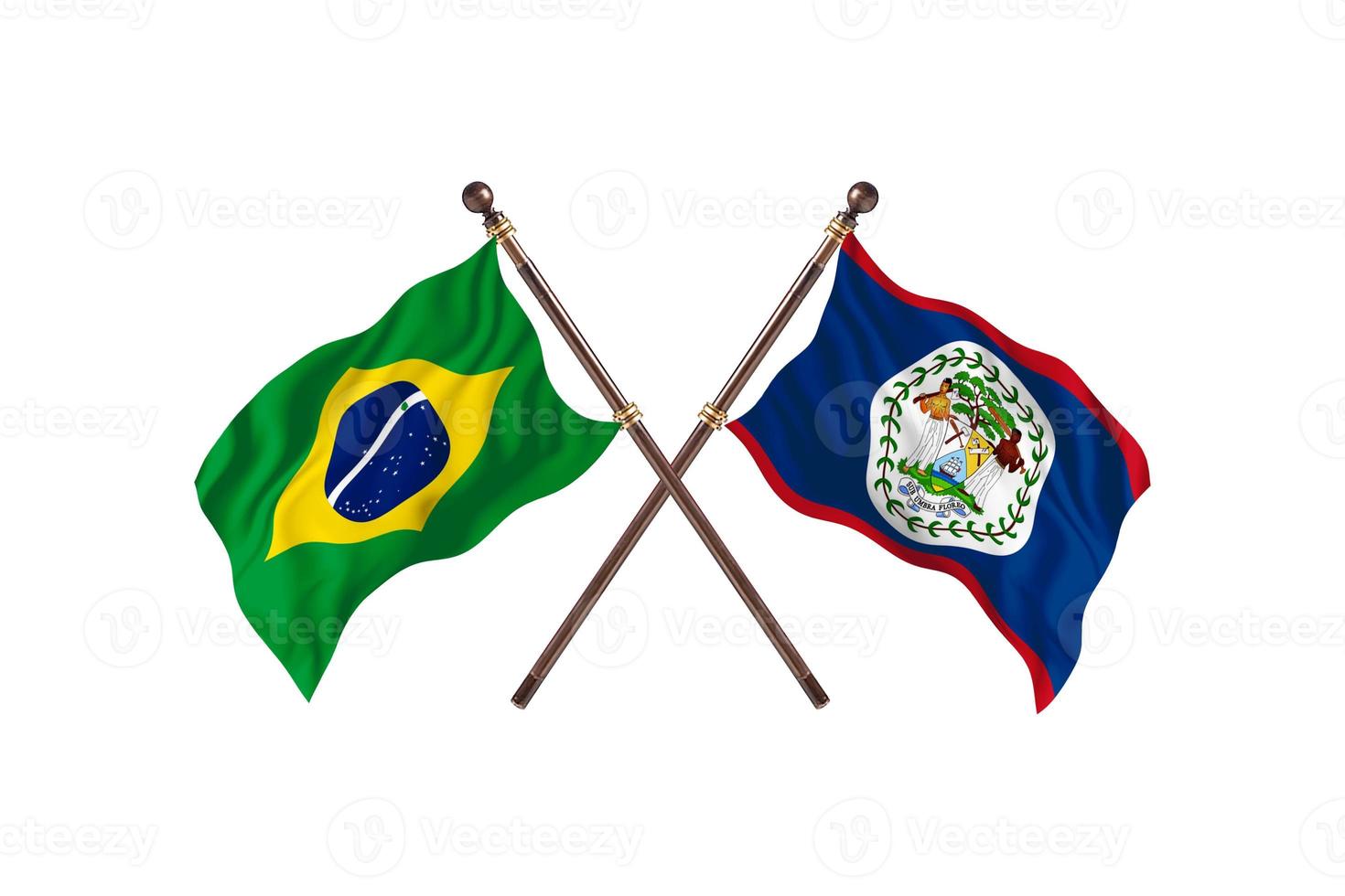 Brasilien mot belize två Land flaggor foto