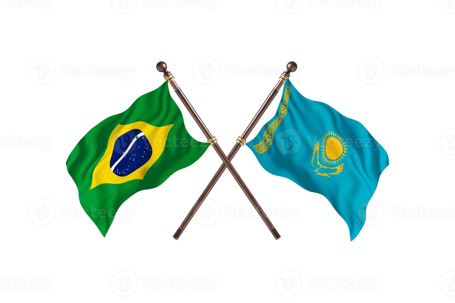 Brasilien mot kazakhstan två Land flaggor foto