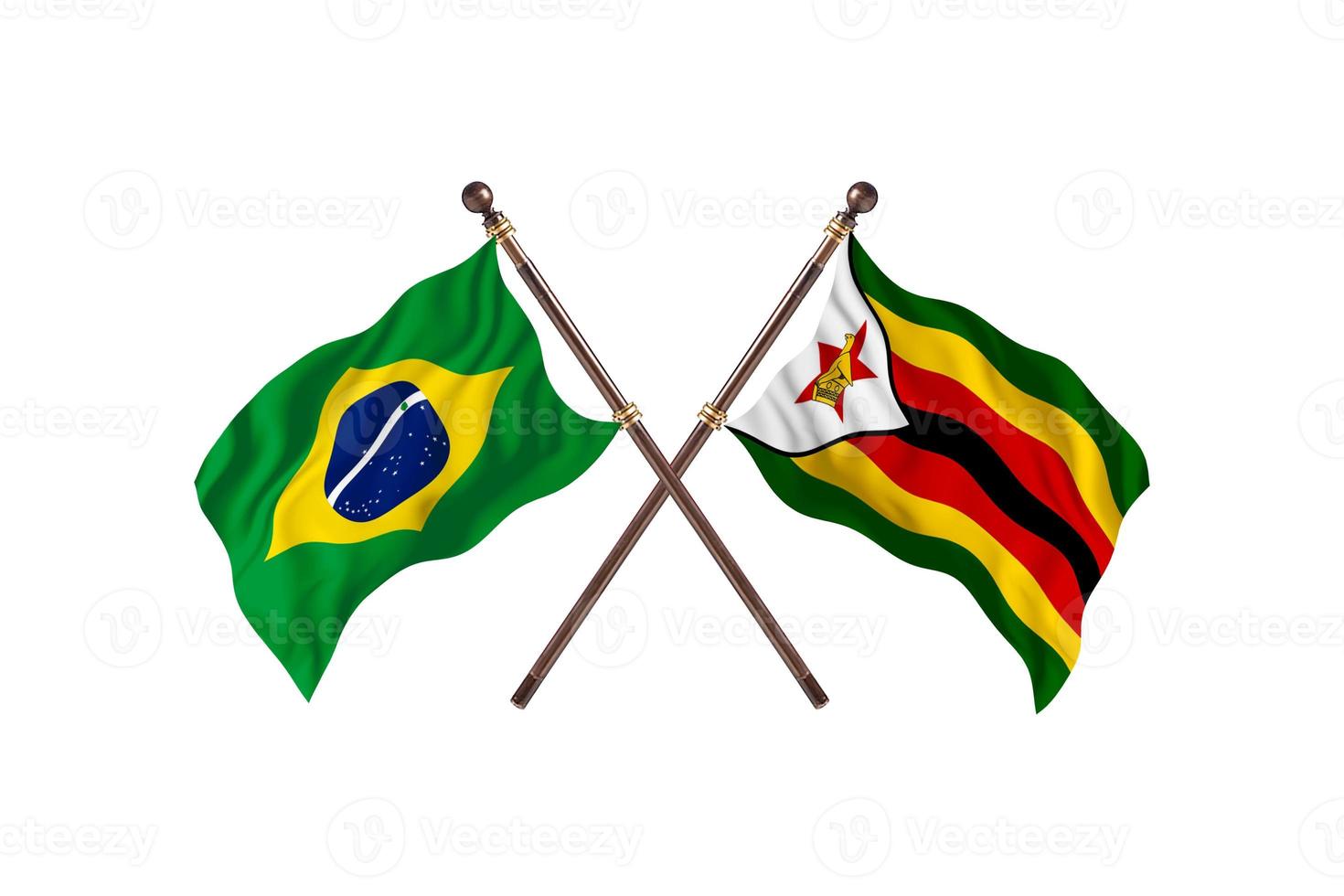 Brasilien mot zimbabwe två Land flaggor foto