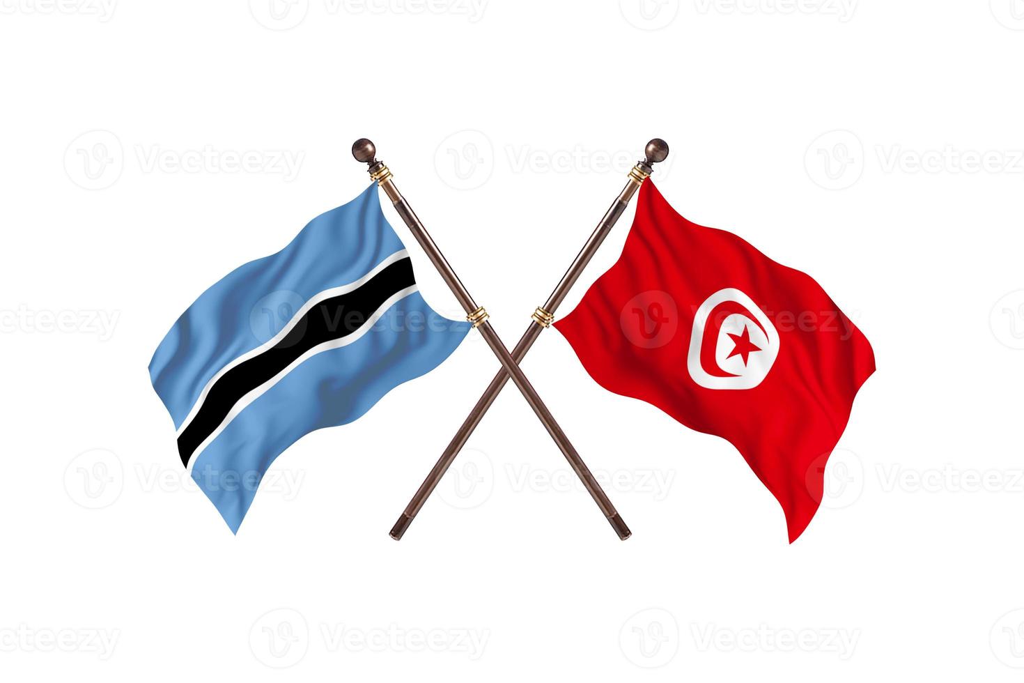 botswana mot tunisien två Land flaggor foto