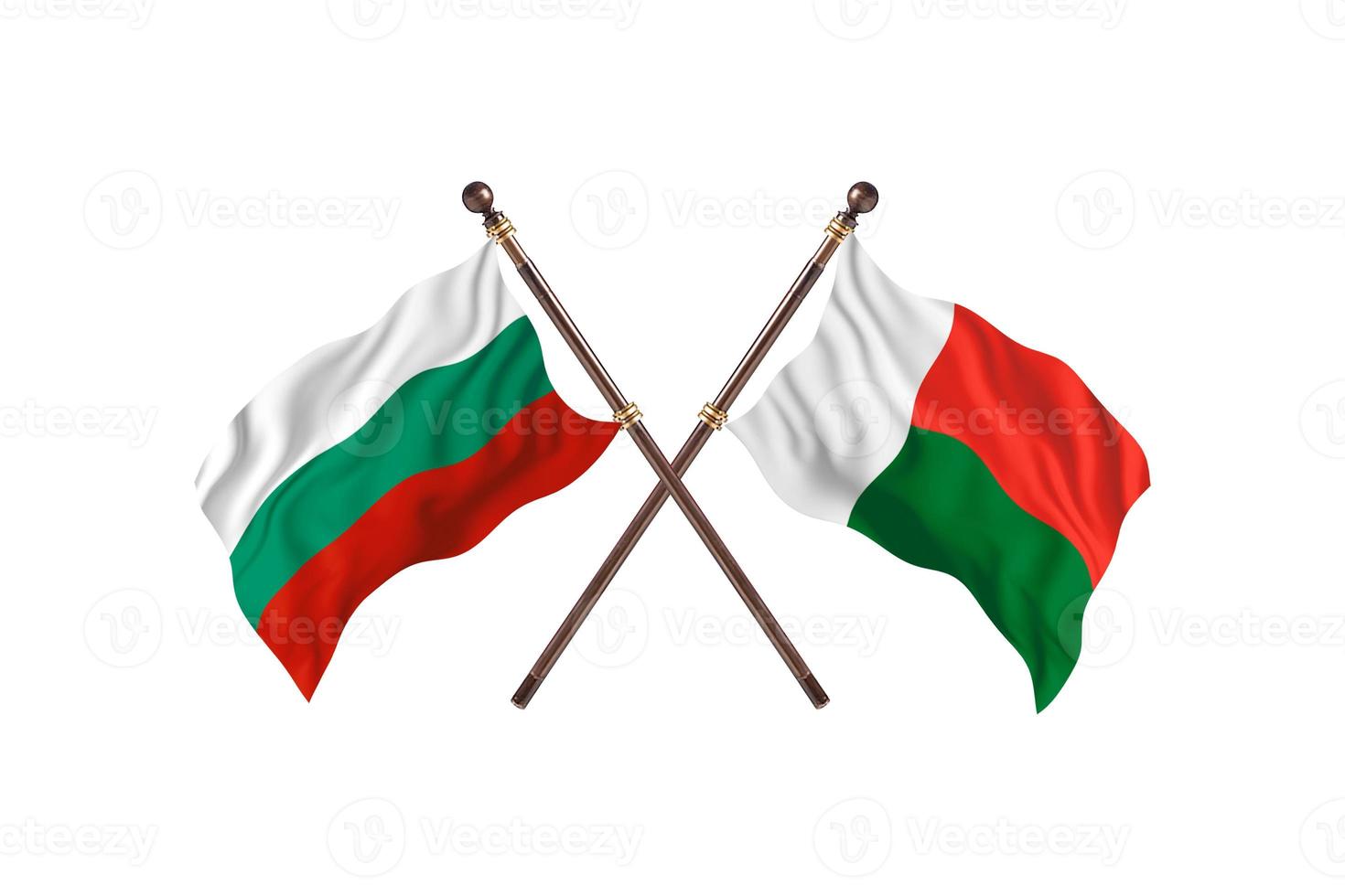bulgarien mot madagaskar två Land flaggor foto