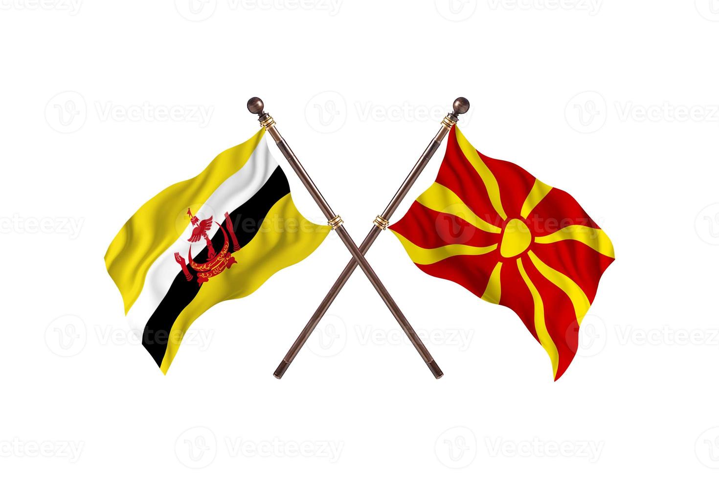 brunei mot macedonia två Land flaggor foto
