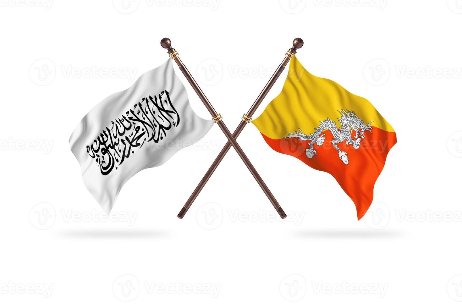 islamic emirat av afghanistan mot bhutan två Land flaggor foto