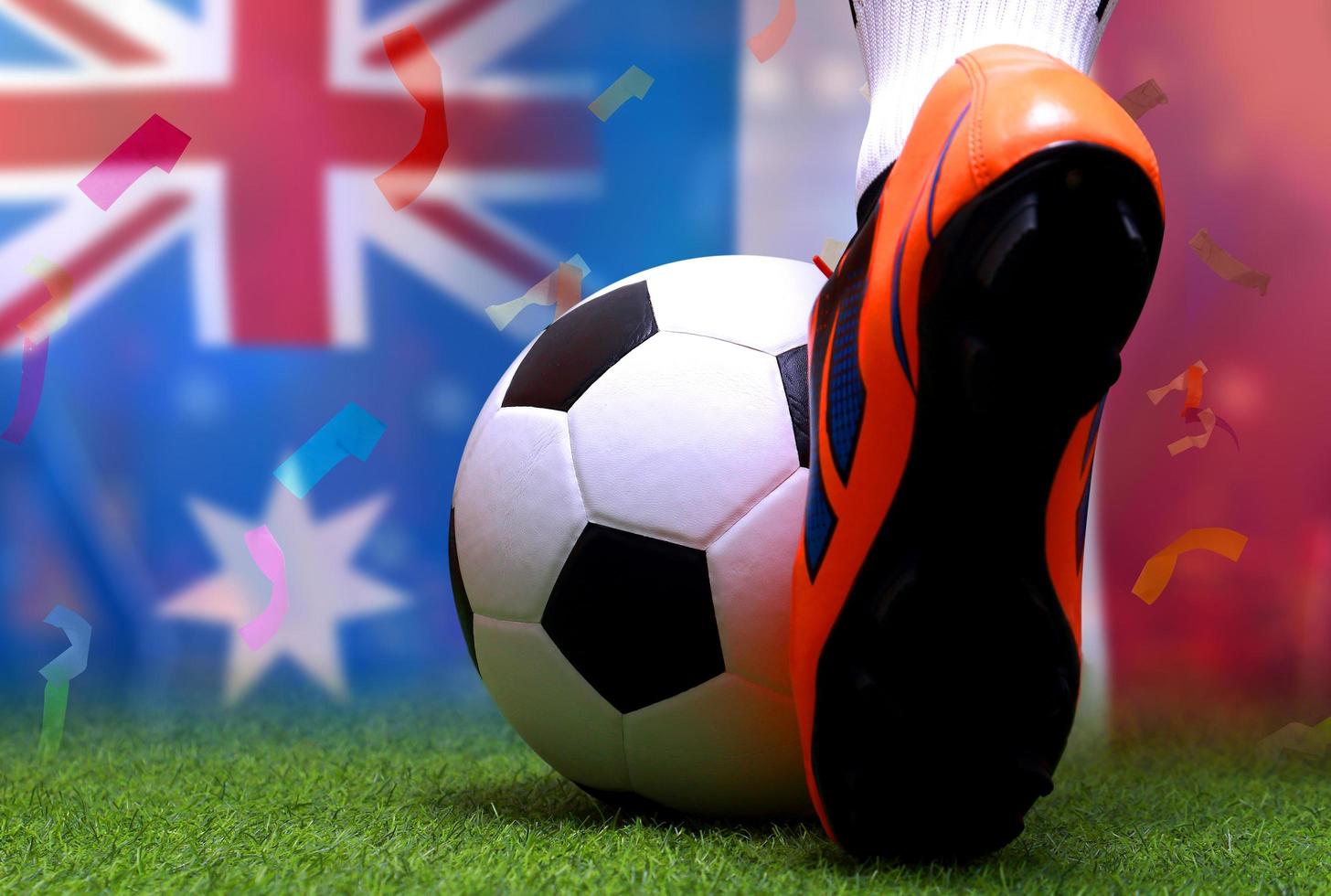 fotboll kopp konkurrens mellan de nationell Australien och nationell Frankrike. foto