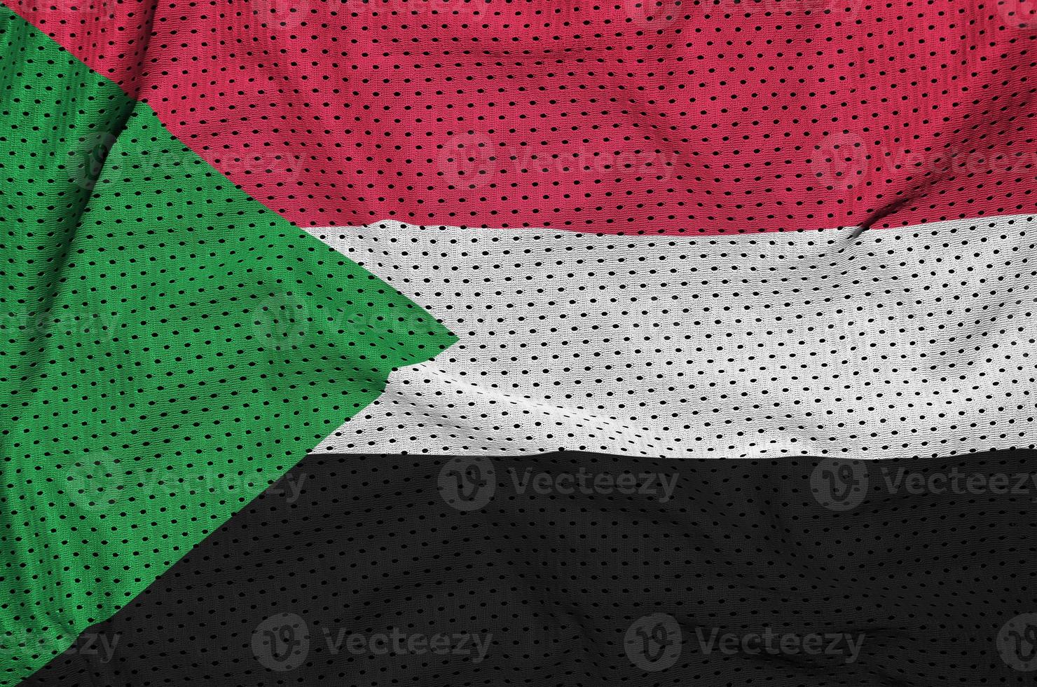 sudan flagga tryckt på en polyester nylon- sportkläder maska tyg w foto