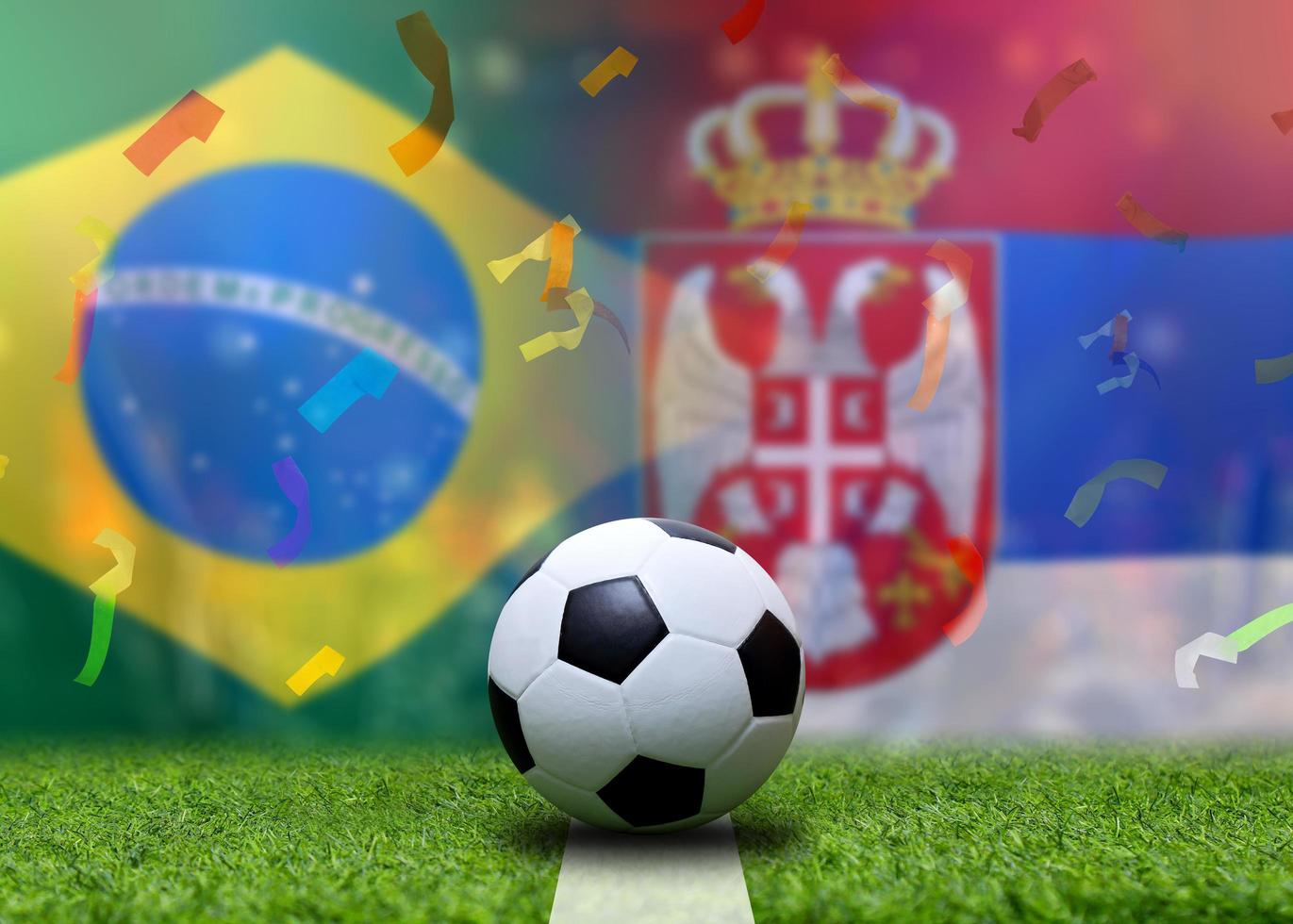 fotboll kopp konkurrens mellan de nationell Brasilien och nationell serbien. foto