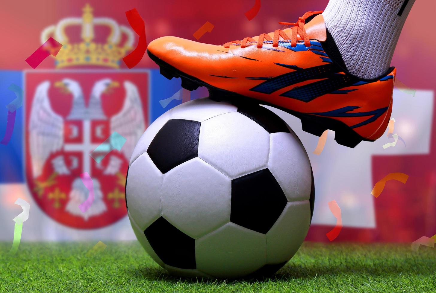 fotboll kopp konkurrens mellan de nationell serbia och nationell schweiz. foto